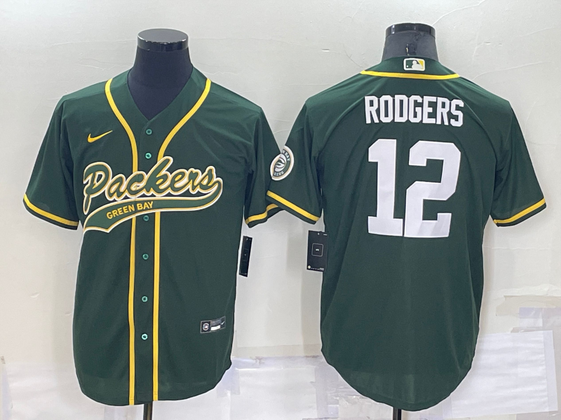 Men's Green Bay Packers #12 Aaron Rodgers Green Cool Base Stitched Baseball Jersey Men's Green Bay Packers #12 Aaron Rodgers Green Cool Base Stitched Baseball Jersey
